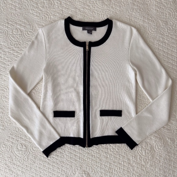 Primark Black White Tipped Full Zip Cardigan XS - Picture 7 of 7